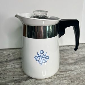 CORNING WARE Vintage Cornflower 4-Cup Brew N Serve with lid